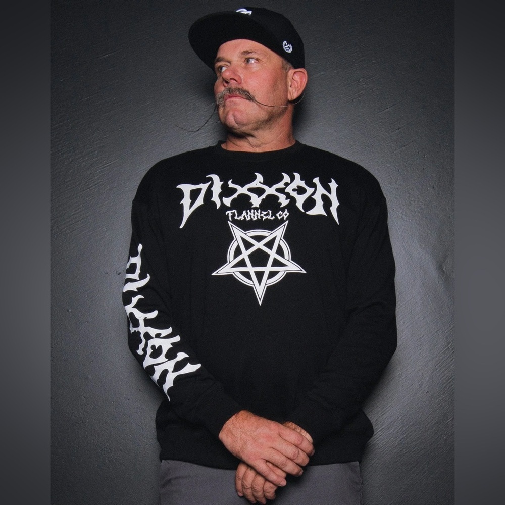 Dixxon Flannel Co Pentagram Crewneck Sweatshirt Men’s L Black Grunge Casual NWT
